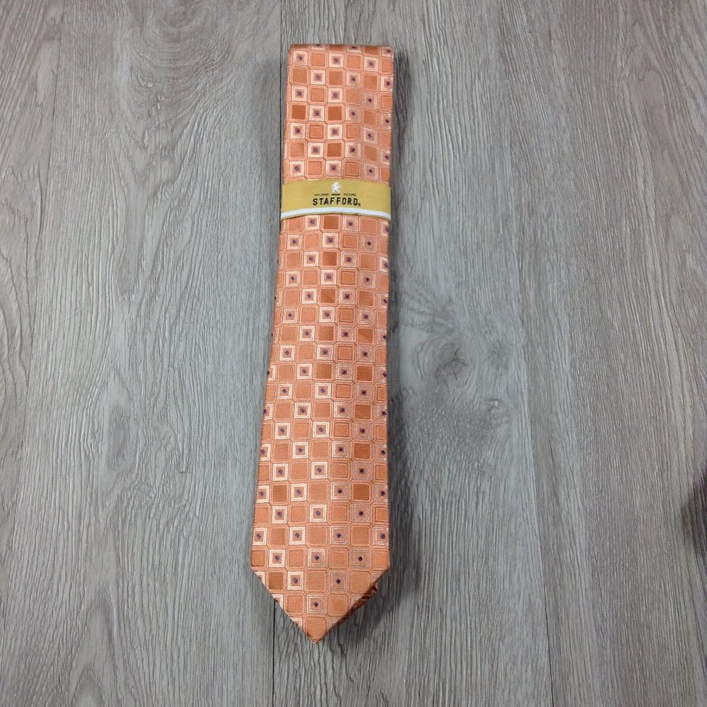 Stafford Orange Square Pattern Tie